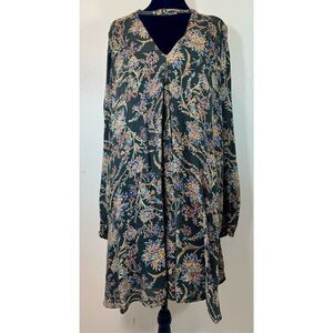 Zara Trafaluc Designer ZARA Floral Long Sleeve Printed Shirt Lined Dress Large
